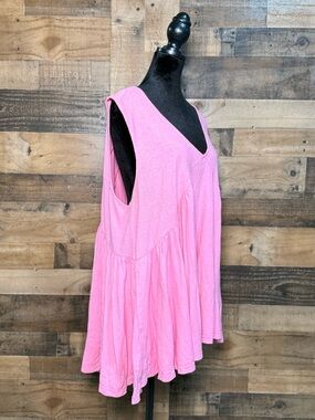Free People Beach Women's Pink Sleeveless Ruffled Tank Top Shirt Medium TEP 113